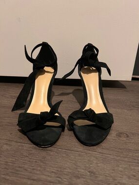 Alexandre Birman Black Suede Bow Ankle-Tie Heels